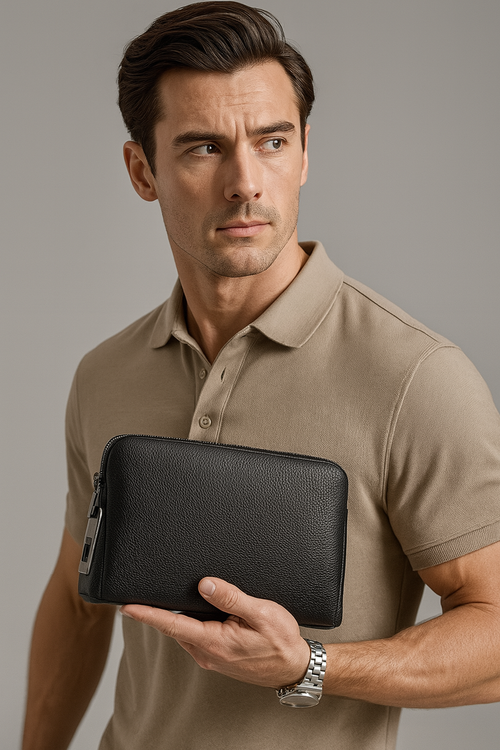 Fingerprint Lock Men's Clutch